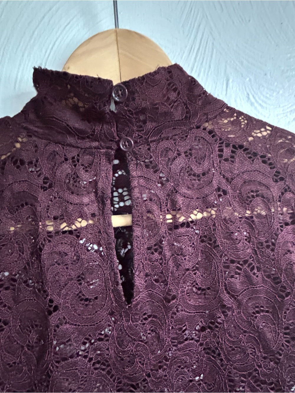 Lace Long-Sleeve Mock Neck Blouse